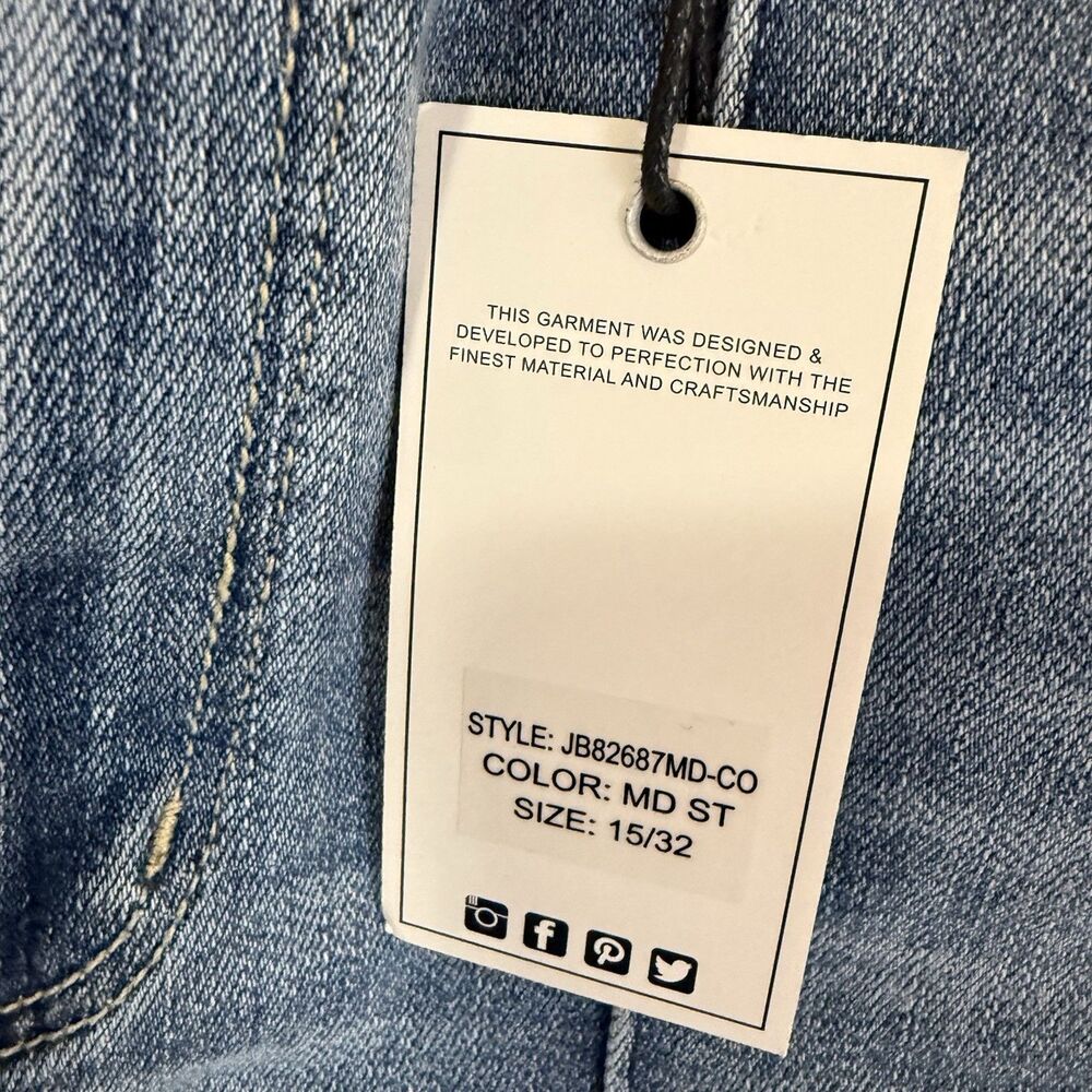 NWT Judy Blue Jeans 15/32 Stretch Blue Denim Front Seam Flare Raw Hem JB82687 - Picture 2 of 11